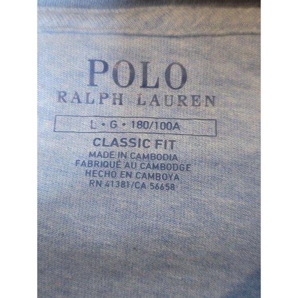 Polo Ralph Lauren V Neck Tee Shirt Classic Fit Blue Short Sleeve Size Large Men - Picture 4 of 5